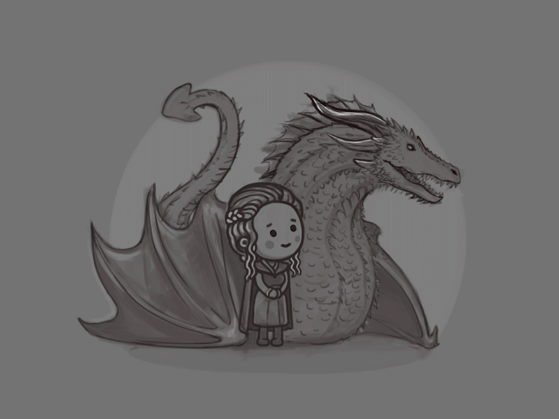 Making of Dragon Queen animation character cute daenerys dragon gameofthrones got icon illustration khaleesi process queen