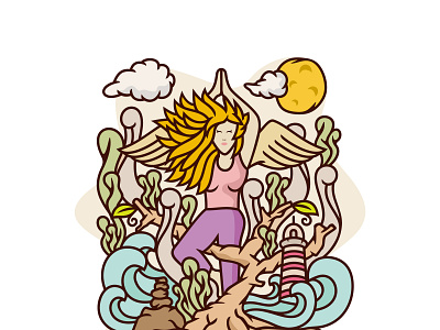 Angel Yoga Vector Illustration angel art balance design female girl heal healing healthcare illustration mind nature outdoor peace pilates vector wellness woman women yoga