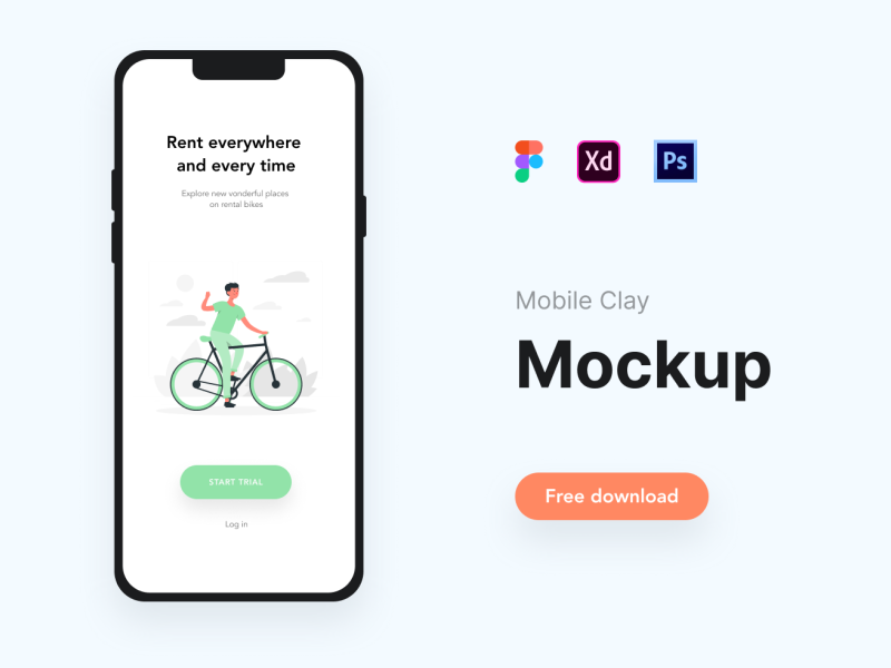 Free mobile clay mockup for Figma, AdobeXD and Photoshop ...