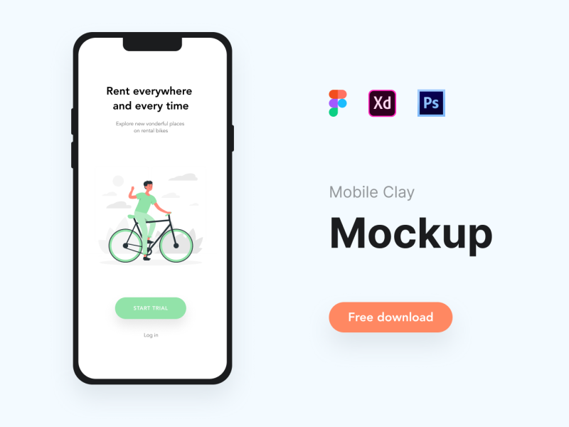 Download Free mobile clay mockup for Figma, AdobeXD and Photoshop ...