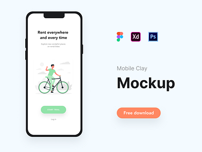 Free mobile clay mockup for Figma, AdobeXD and Photoshop