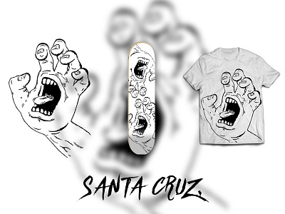 Santa Cruz apparel board deck drawing illustration santacruz skateboard t shirt top