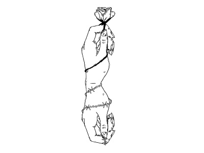 Love And Pain hands illustration love pain rose