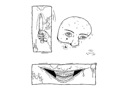 Crazy. comic crazy drawing edgy face illustration knife smile