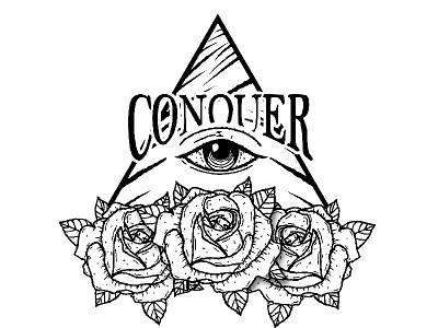 Conquer - All Seeing Eye (B&W) allseeing colour conquer eye leaf nature rose