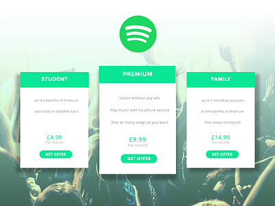 Pricing - Day 031 #dailui 031 31 dailyui design digital music pricing spotify ui web