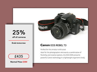 Special Offer - Day 036 #dailyui 036 36 camera canon dailyui digital ecommerce offer shop special ui ux