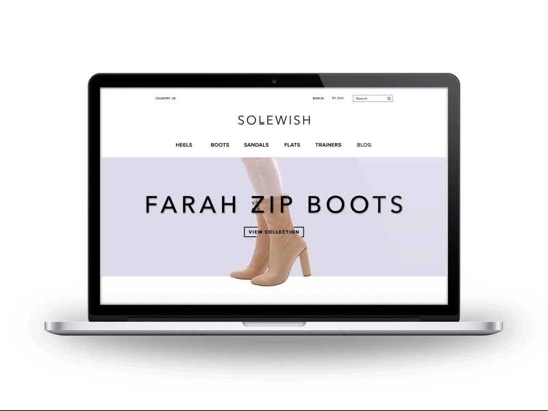 Solewish website design digital ecommerce fashion scroll web web page web site