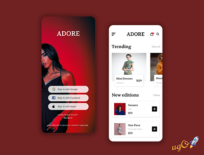 Adore app branding design graphic design ui ux