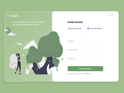 EXPLORE app branding glassmorphism sign up travel ui ux vector web