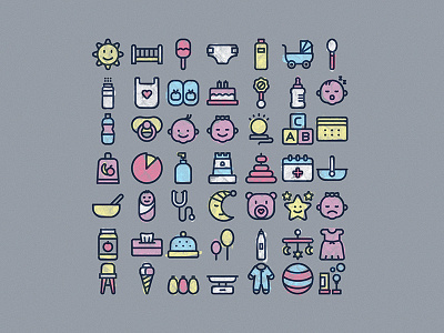 Baby pack ( 50 lineal icons )