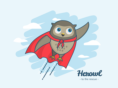 Herowl clouds flying heroe illustration owl sky superheroe