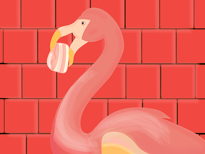 Flamingos love the sweet artmque bird flamingo illustration red tile