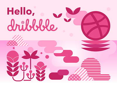 Hello Dribbble design flat illustration logo minimal vector web website