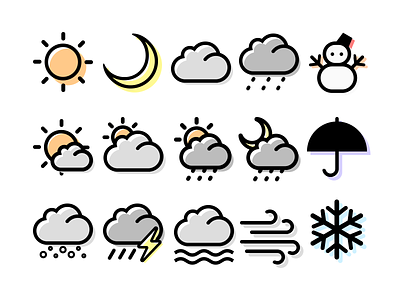 Weather Forecast Icon Set app design flat icon illustration illustrator minimal mobile ui ux vector web website