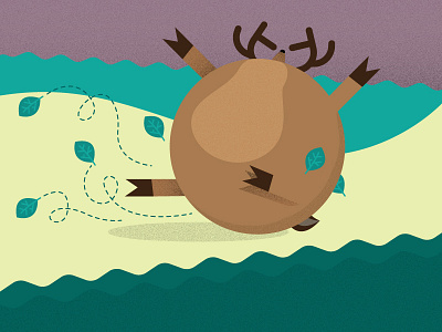 Round Deer animals cartoony deer illustration