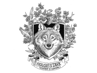 Game of Thrones - The House of Stark drawing family weapon fan art game of thrones illustration season 6 stark wolf