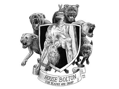 Game of Thrones - The House of Bolton bolton dogs drawing family fan art game of thrones illustration season 6