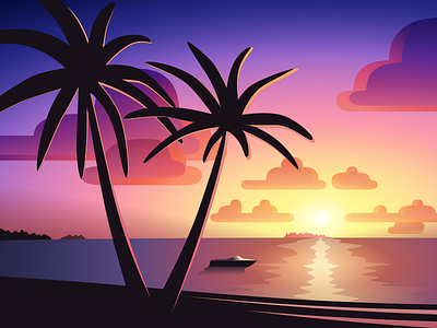 Paradise Illustration color digital illustration paradise sun vector