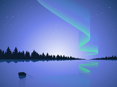 Natural symmetry illustration #4 boat landscape lights north pole sea symmetry