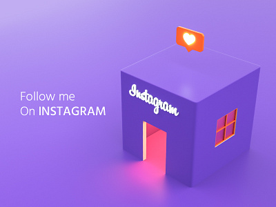 Follow On Instagram poster 3d c4d cinema 4d design instagram logo octane poster render violet