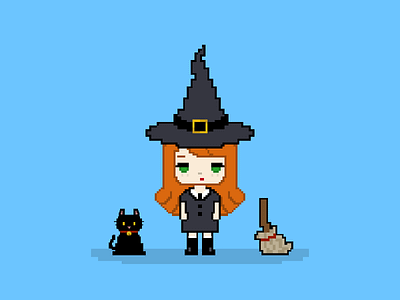 Unsurprised Witch illustration pixel pixel art witch