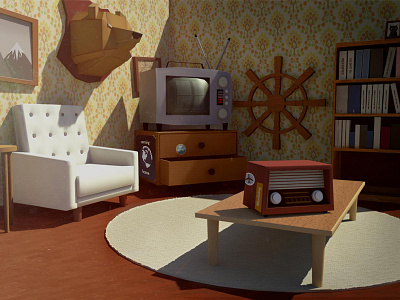 The room 3d illustration low poly maya photoshop room
