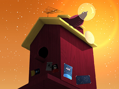 Dream on astronaut bird bird house dream illustration nasa photoshop space