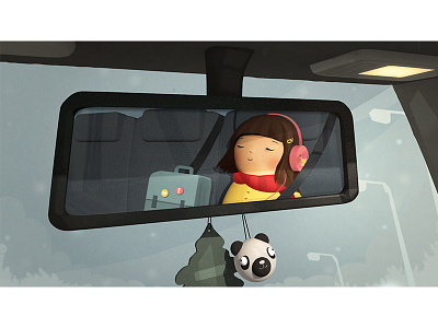 Road trip car girl headphones illustration mirror photoshop reflection road road trip school