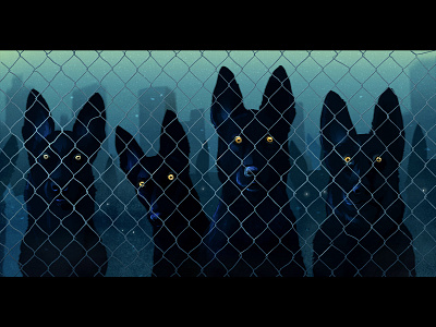 Wrong neighborhood danger dog dogs drawing illustration malinois night painting photoshop procreate urban wire