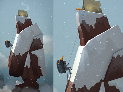 Going Up climb fox foxes illustration mountain photoshop snow tent