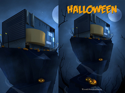 Halloween building creepy halloween horror illustration photoshop poster pumpkin utrecht