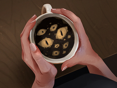 The Evil Eye coffee digitalart drawing eyes hands illustration procreate