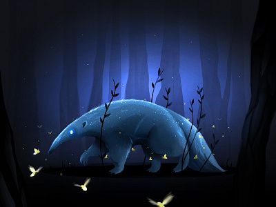 Anteater anteater dark firefly forest glow illustration night photoshop