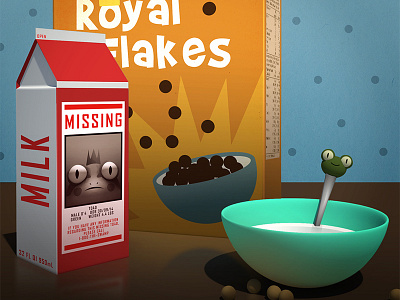 Missing Toad 3d box breakfast cereal game illustration milk missing mobile game photoshop runaway toad toad