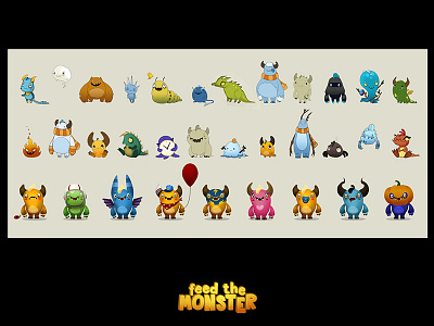 Feed The Monster - Monster Sketches drawing game art illustration mobile game monsters photoshop