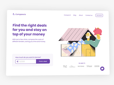 Landing page for desktop for a loans comparison site design figma landing page ui ui design user interface design ux design web design