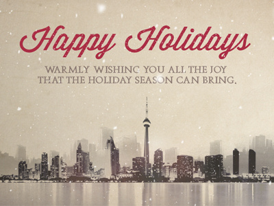 Happy Holidays christmas cityscape ecard holiday retro toronto