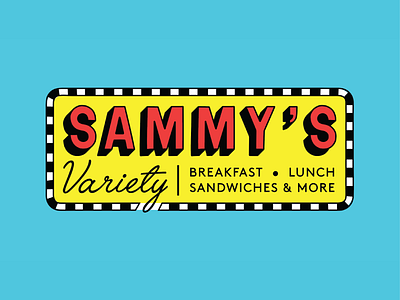 Sammy's Variety Logo Design bodega brand branding classic fonts graphicdesign illustration logo logodesign midcentury retro sandwiches swirvington teal typography vectorgraphics vectors