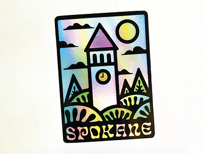 The Great Northern Clocktower - Spokane, WA architecture graphic design illustration pacific northwest spokane sticker travel washington state