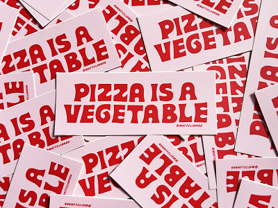 Pizza is a Vegetable Stickers bumper sticker digital art drawing food graphic design hand lettering illustration letters pink pizza type typography vegan vegetables vegetarian whiskermilk