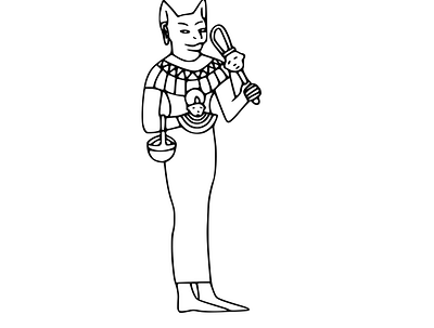 Bastet or Bast Egyptian goddess graphic design illustration vector