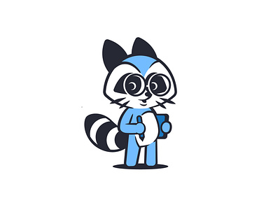 Raccoon author black and blue blue branding character character deign identity illustration independent logo mascot panda pen raccoon raccoons smart vector