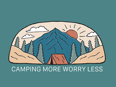 Camping more worry less adventure camp design graphic design illustration nature vector