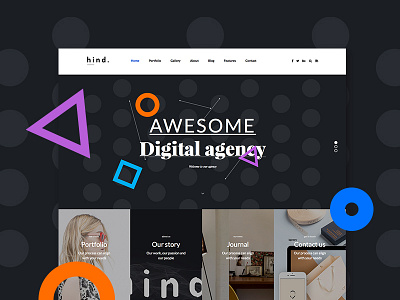 Hind Agency Dribbble agency creative minimal portfolio theme ui ux web webdesign wordpress