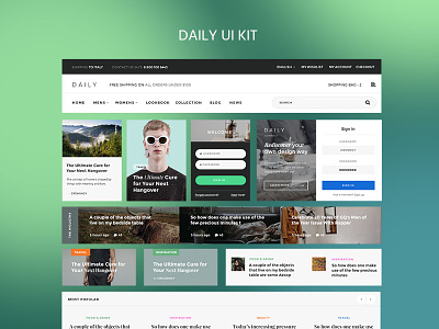 Daily UI Kit on UI8 blog corporate kit magazine simple ui ui8 uikit ux web webdesign