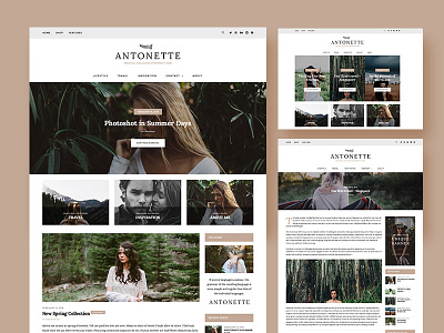 Antonette Dribbble blog creative magazine nature simple theme travel woo commerce wordpress