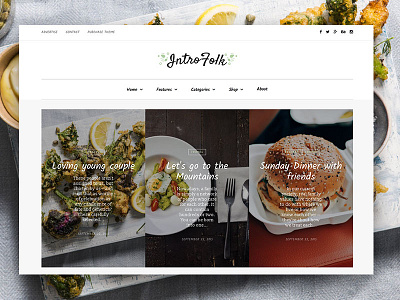 Introfolk Food blog blogger creative design food hero magazine minimal slider web wordpress