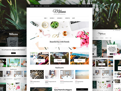 Milana blog blogger creative creativemarket design food hero magazine minimal slider web wordpress