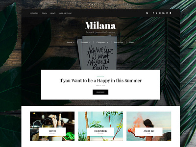 Milana blog blogger creative creativemarket design food hero magazine minimal slider web wordpress